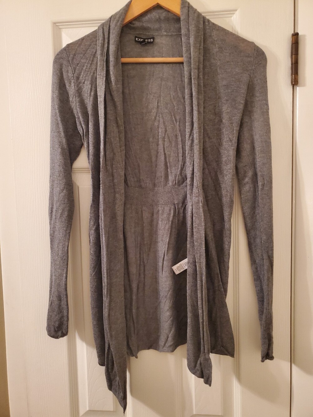 Express Gray Open Drape Front Women's Cardigan XS *See Description For Flaw *
